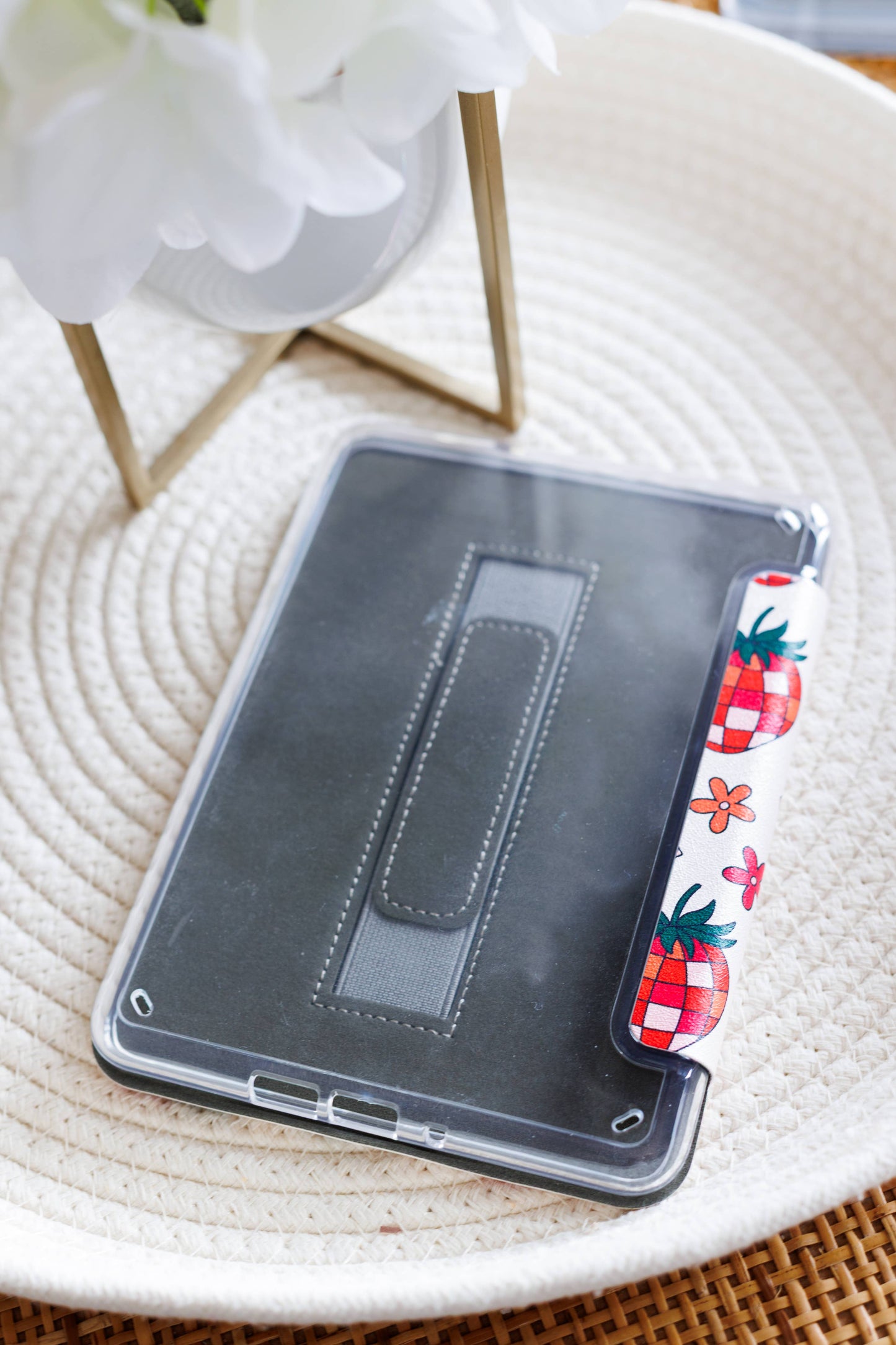 Disco Strawberries Kindle Case with Clear Back and Handle
