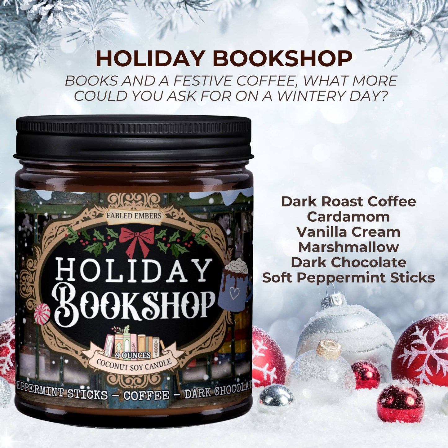 Holiday Bookshop Candle