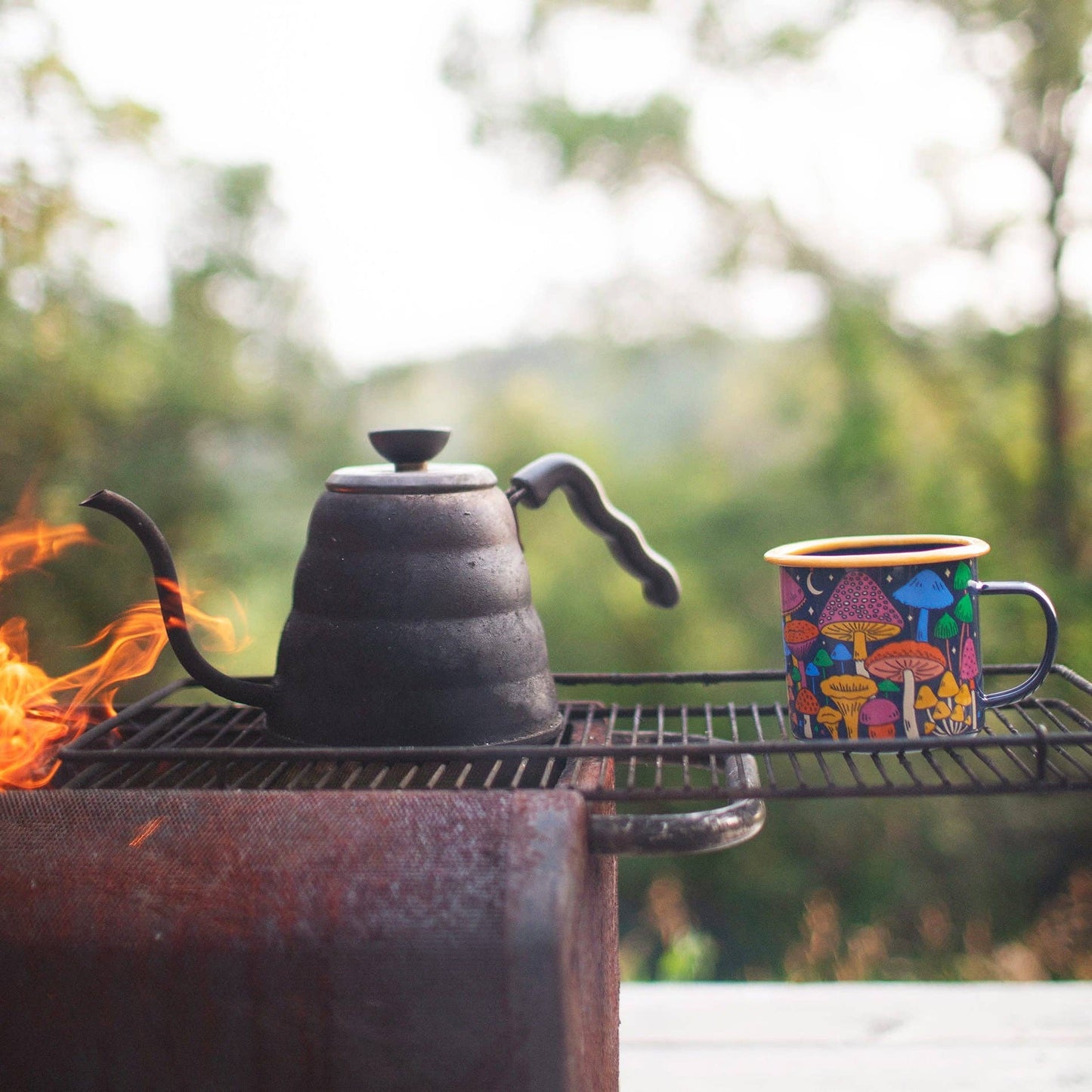 Enamel Coffee & Camp Mug | Midnight Mushroom | 16oz