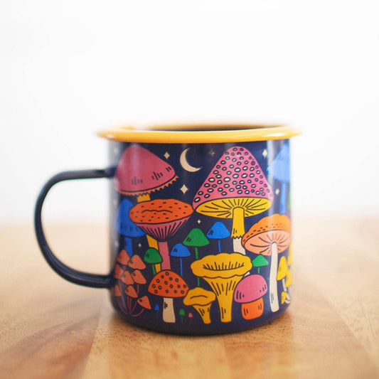 Enamel Coffee & Camp Mug | Midnight Mushroom | 16oz