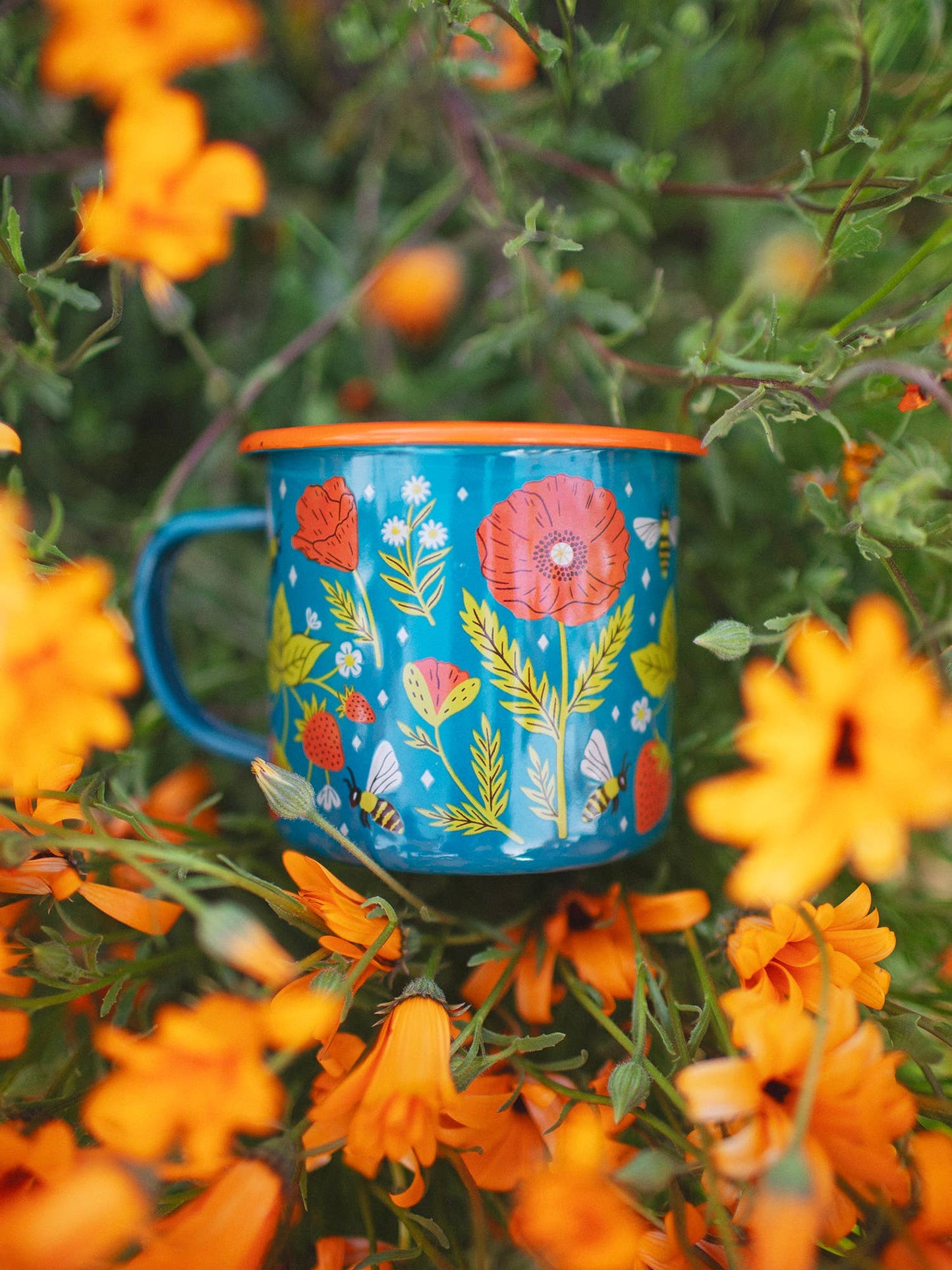 Enamel Coffee & Camp Mug - Garden Buzz Honeybee