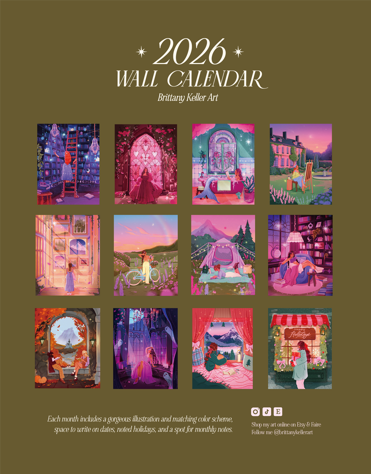 PRE-ORDER | 2026 Brittany Keller Art Wall Calendar